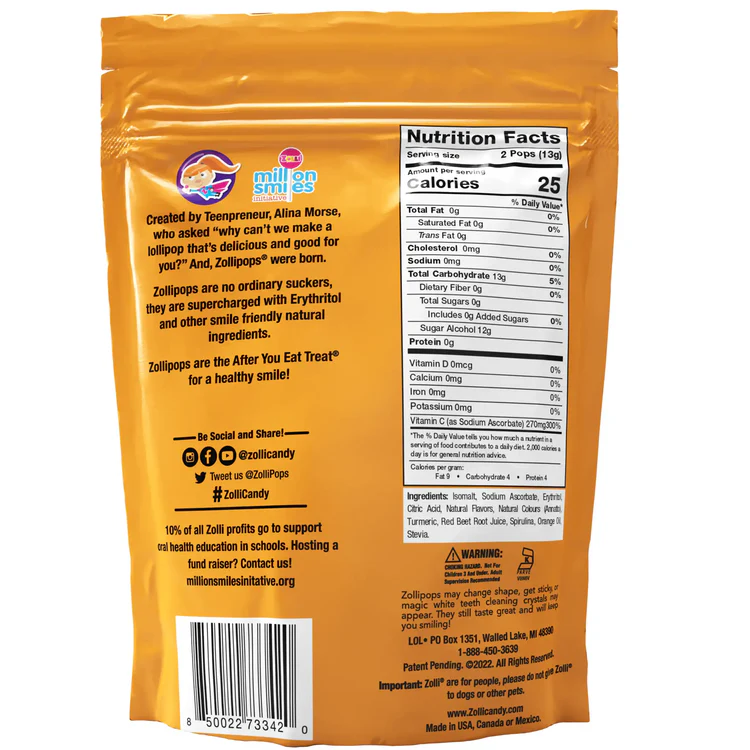 Zollipops® Zero Sugar Vitamin C - 8oz Bag